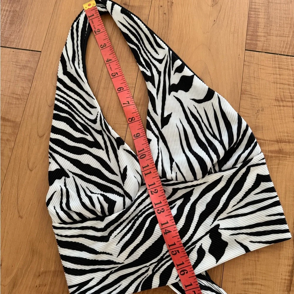 Zebra Print Long Tie Back Halter Top